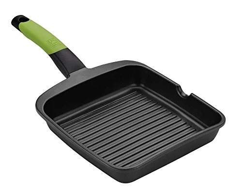 Oferta Casa: BRA PRIOR - Grill asador con rayas, 28 cm, aluminio fundido con antiadherente Teflon Innovations, apto para todo tipo de cocinas incluida inducción, Color Negro