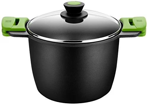 Oferta Casa: Bra Prior - Olla Alta con Tapa de Cristal y Asas de Silicona, 24 cm, Aptas para Todo Tipo de Cocinas Incluida Inducción