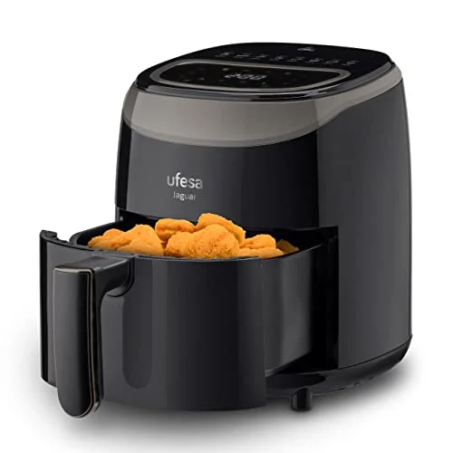 Oferta Cocina: Ufesa Jaguar Freidora de Aire sin Aceite de 3.5L, 8 Programas, 1200W, Digital, Temporizador, Temperatura 80ºC - 200ºC, Sin BPA ni PFOA, Cubeta y Bandeja Anti-Adherentes, Exclusivo Amazon