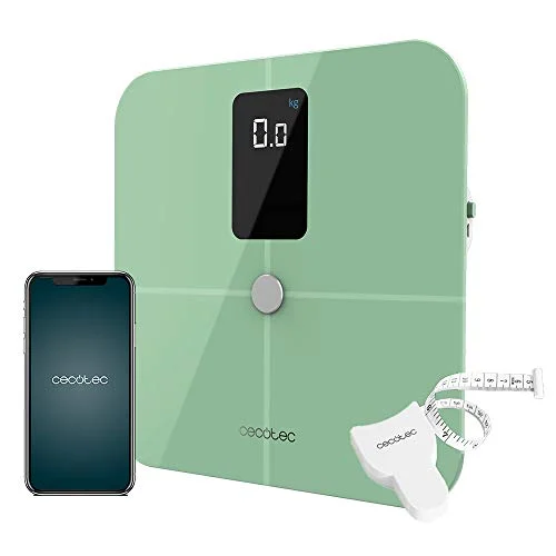 Oferta Aparatos para el cuidado personal: Cecotec Báscula de Baño inteligente Surface Precision 10400 Smart Healthy Vision Green. Medición de Bioimpedancia, App, 15 Parámetros
