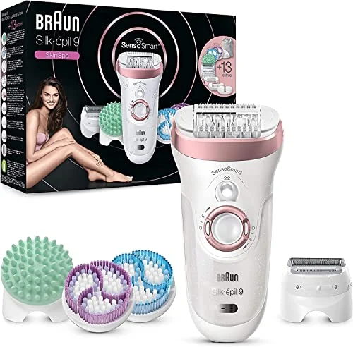 Oferta NoSoloChollos Aparatos para el cuidado personal: NoSoloChollos Braun Silk-épil 9 Depiladora Eléctrica Mujer, SkinSpa con Tecnologí­a SensoSmart y 13 Accesorios, Exfolia, Masajea, Afeita y Recorta, Inalámbrica, 9-990, Blanco/Rosa