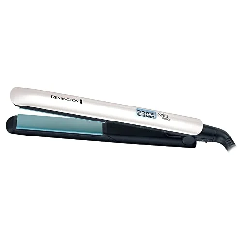Oferta NoSoloChollos Aparatos para el cuidado personal: NoSoloChollos Remington Plancha de Pelo Shine Therapy, Aceite de Argán, Placas Flotantes Extralargas, Resultados Profesionales, Cabello Brillante, Cerámica Avanzada, 9 Temperaturas hasta 230°C, Digital, S8500