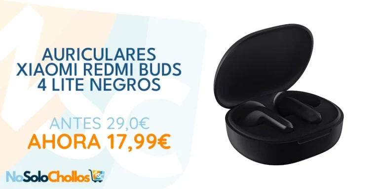Oferta Ordenador personal: Auriculares Bluetooth Xiaomi Redmi Buds 4 Lite con estuche de carga/ Autonomía 5h/ Negros