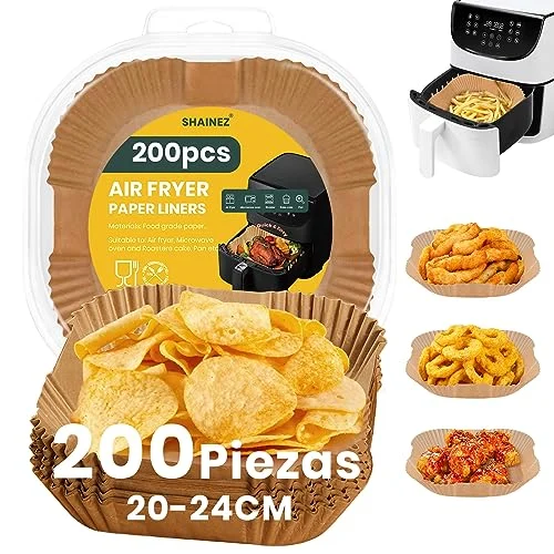 Oferta NoSoloChollos Cocina: NoSoloChollos 200 Piezas Papel Freidora Aire Cuadrado, 20CM, para COSORI Cecotec 5,5 6L, Papel de Pergamino Desechable Antiadherente para Horno Microondas
