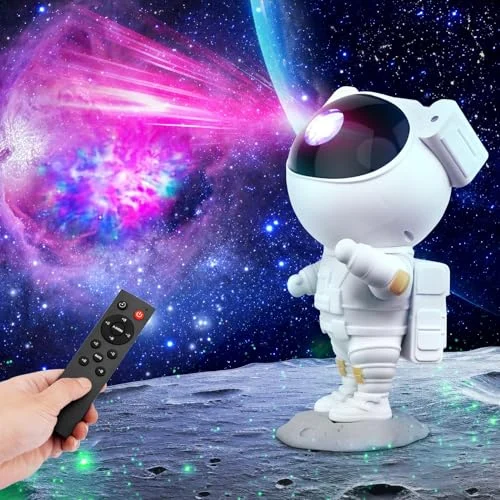 Oferta NoSoloChollos Casa: NoSoloChollos Proyector Estrellas, Astronauta Proyector Galaxy,Luz Nocturna Infantil con Nebulosa,8 Modos,Mando Distancia y 360° Rotación Lampara Proyector Galaxia Techo de Dormitorio,Regalos Para Niños y Adultos
