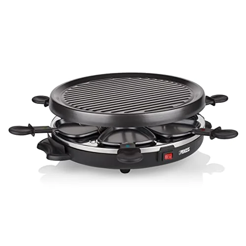 Oferta NoSoloChollos Cocina: NoSoloChollos Princess 162725 Grill Party – Raclette eléctrico con cable para 6 personas con forma redonda, Color Negro