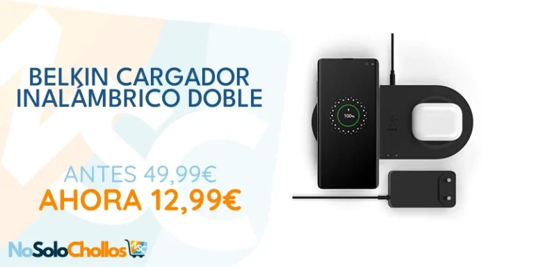 Oferta Inalámbrico: Belkin Cargador Inalámbrico Doble (Base de Carga Inalámbrica Doble de 10 W para iPhone 14, iPhone 13 o iPhone 12, Galaxy S22, S22+, S22 Ultra, Pixel 4, 4XL, AirPods y Otros)