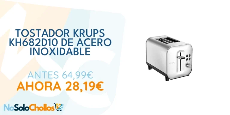 Oferta Cocina: Krups KH682D10 Krups KH682D10 Tostador de 2 ranuras acero inoxidable Excellence, ancho ajustable, 8 niveles de potencia, palanca elevadora del pan, función parada, descongelar, recalentar