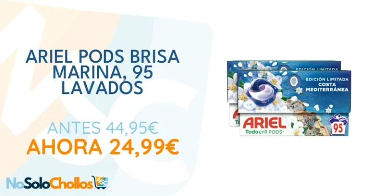 Oferta Drugstore: Ariel Todo en 1 PODS Brisa Marina Y Jazmín, Detergente Líquido Para Lavadora en Cápsulas, 95 Lavados, Edición Limitada Costa Mediterránea